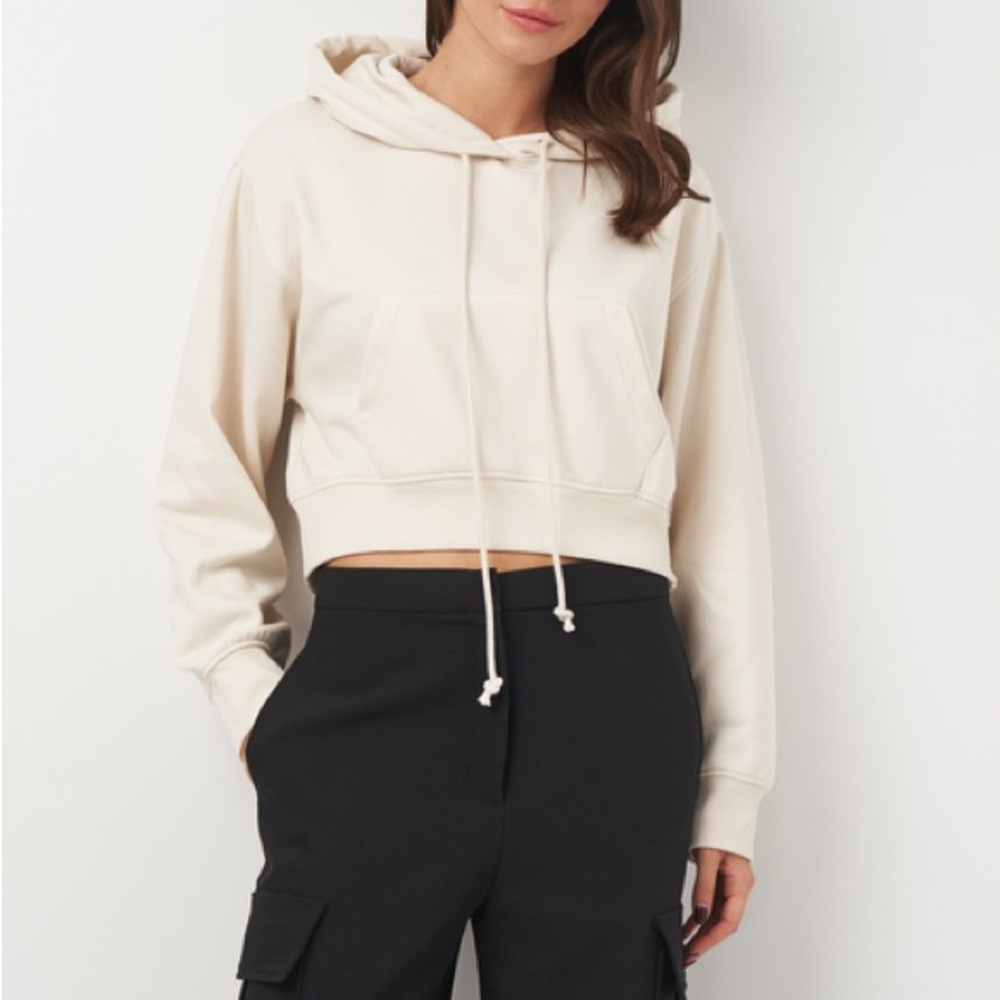 Zara Cream Cropped Hoodie